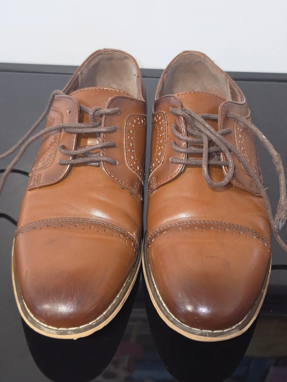Stacy Adams Dickinson Cap Toe Oxford Tan Dress Shoe Boy's Size 3